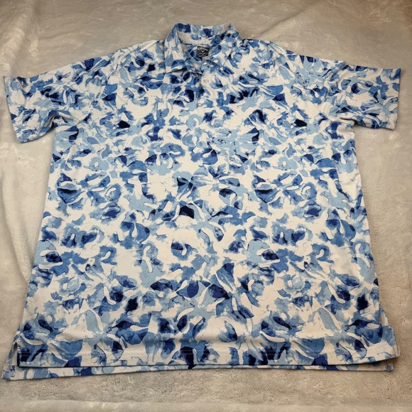 Callaway Opti-Dri XXL Golf Polo Shirt Blue White Floral Print Mens - Picture 1 of 8
